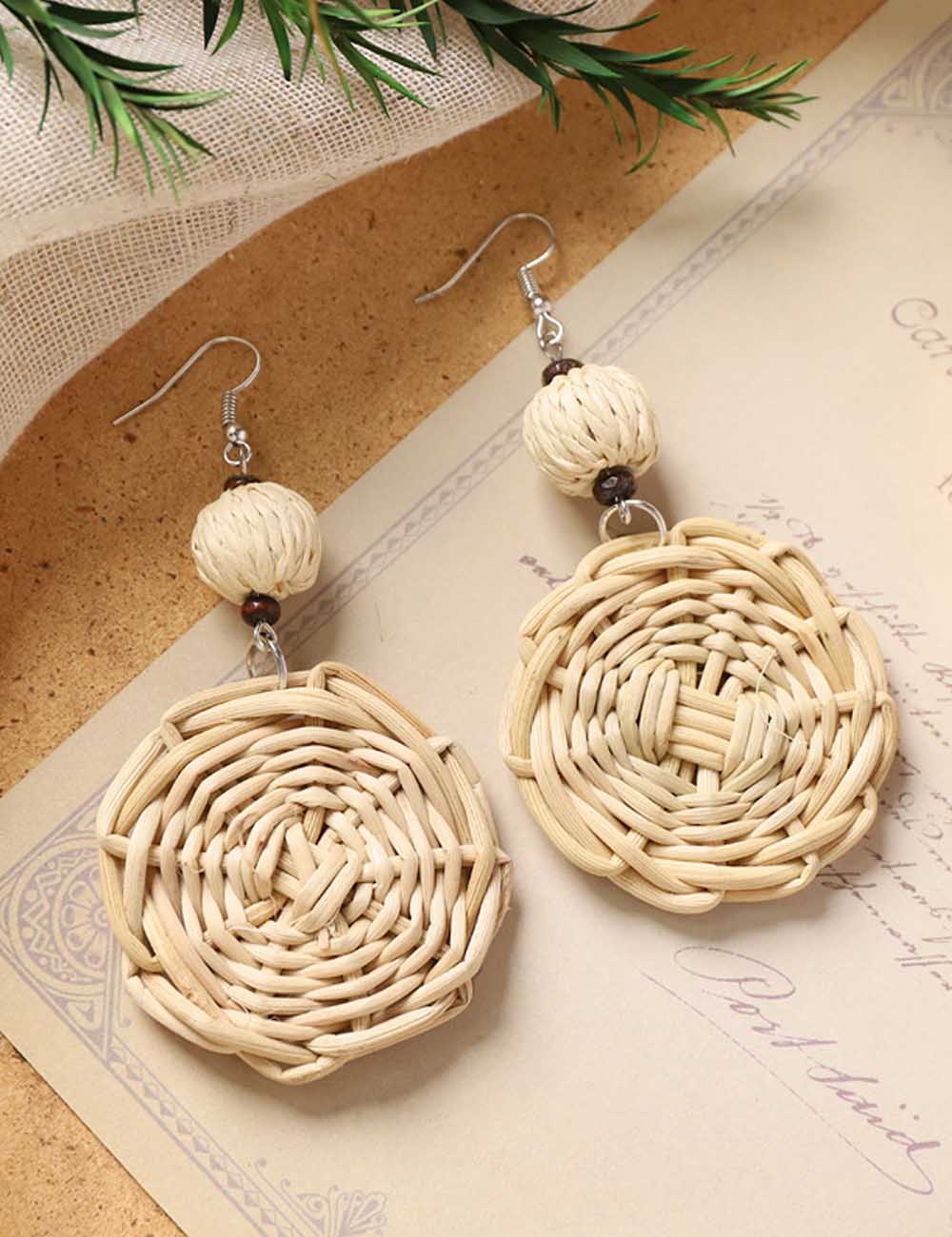 Boho Rattan Dangle Earrings - DippedShop Wholesale - #2371