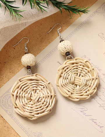 Boho Rattan Dangle Earrings - DippedShop Wholesale - #2371