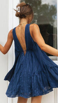 V-Neck String Tie Mini Dress - DippedShop Wholesale - #9235