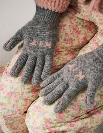 Letter Jacquard Color Block Knit Gloves DPG2813