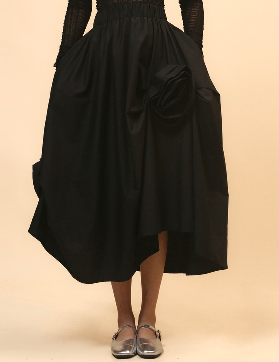 Irregular Hem Flower Midi Skirt - DippedShop Wholesale - #4195