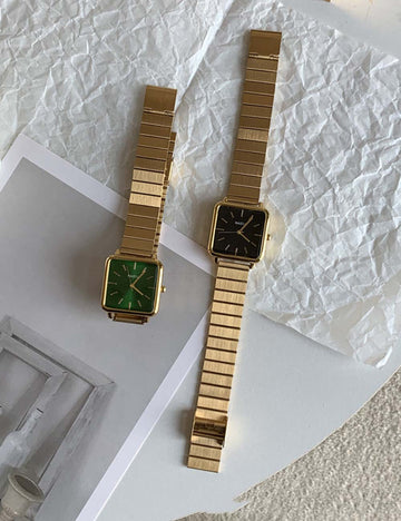 Square Dial Bamboo Link Bracelet Quartz Watch DP2F739