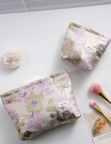 Vintage Floral Jacquard Portable Cosmetic Bag DPB1009