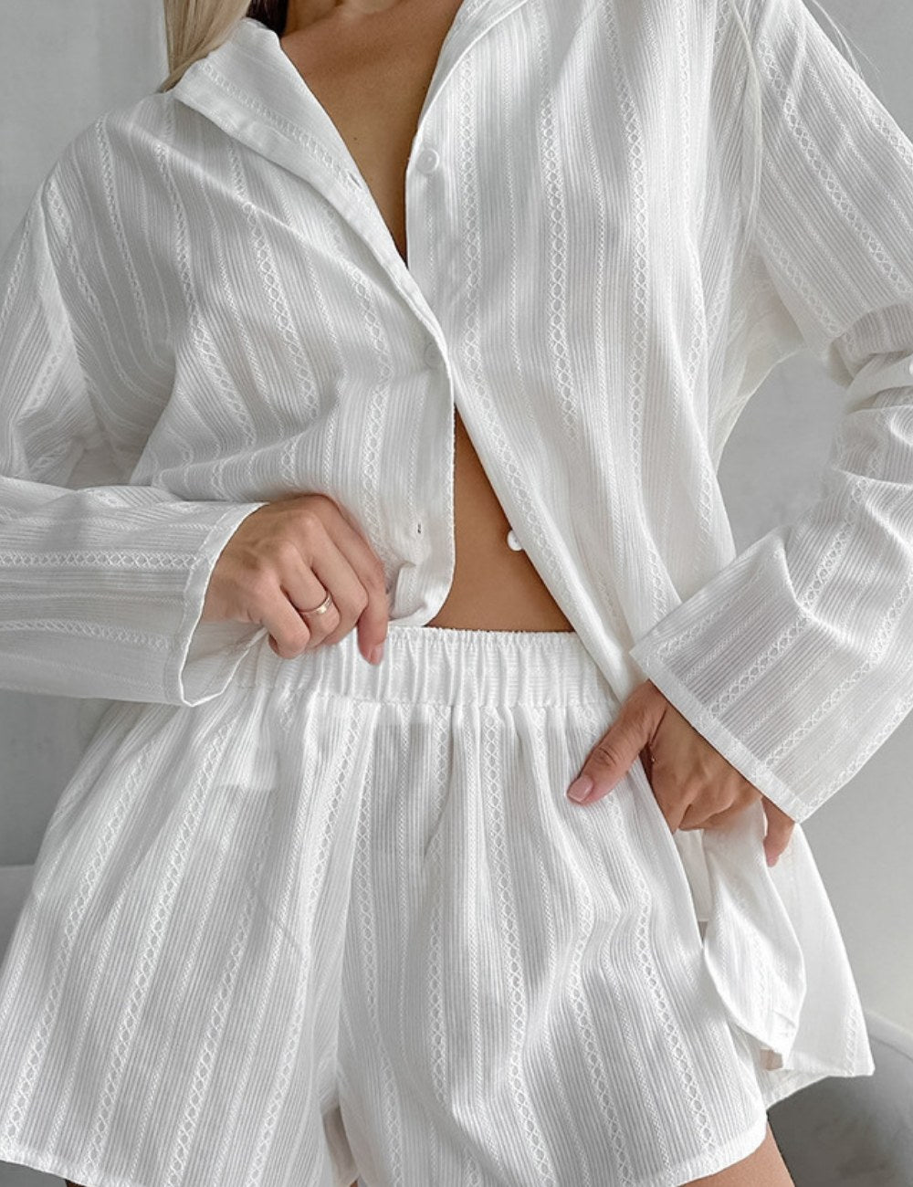 Stripe Jacquard Sleepwear Set - DippedShop Wholesale - #0275