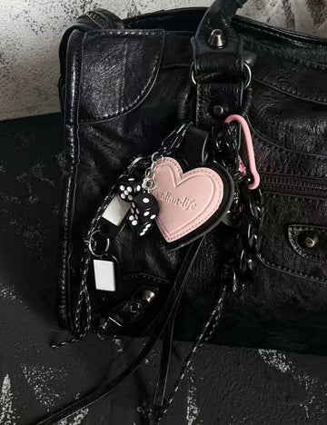 Cool Color Block Heart Keychain Bag Charm DP25E492