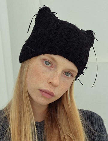 Cute Bow Knot Hollow Solid Color Knit Beanie DP25H735