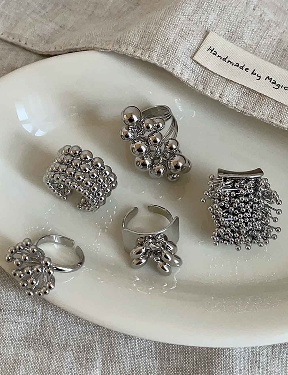 Chunky Exaggerated Silver Statement Rings DP25F764