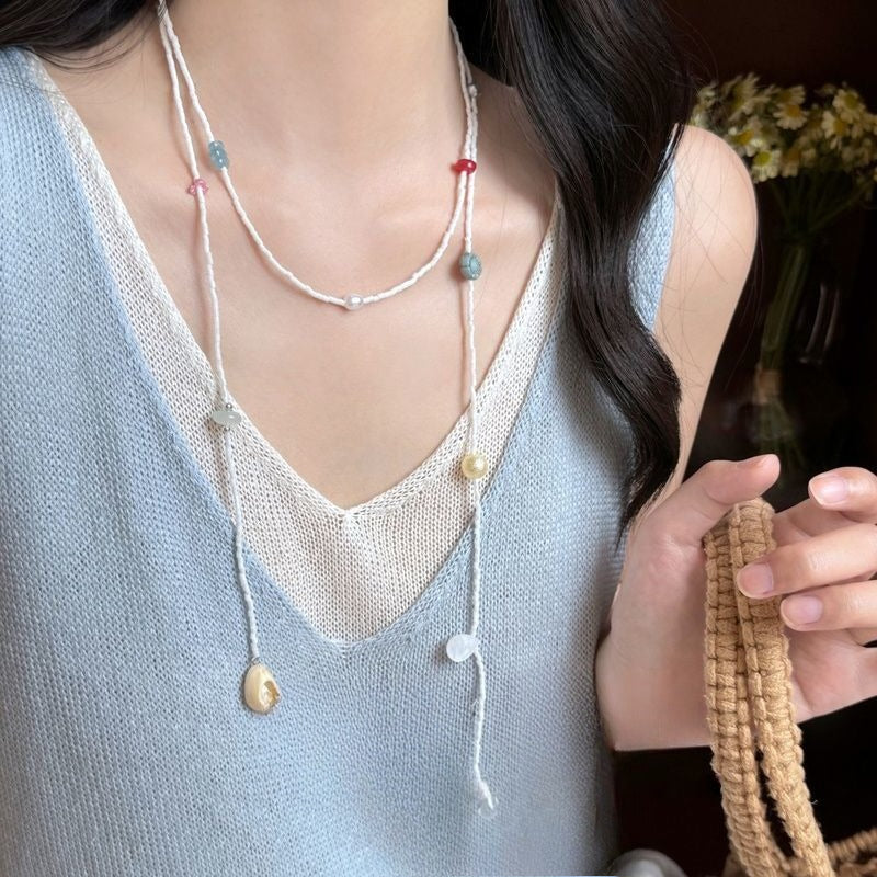 Shell Beaded Beach Necklace - DippedShop Wholesale - #4099