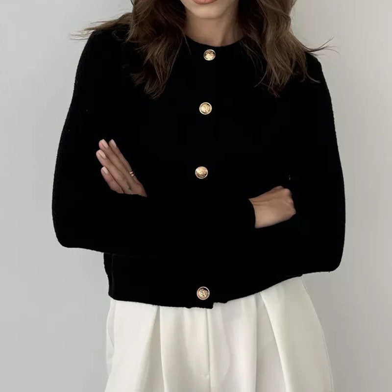 Elegant Knit Solid Color Button Down Cardigan DP25G920