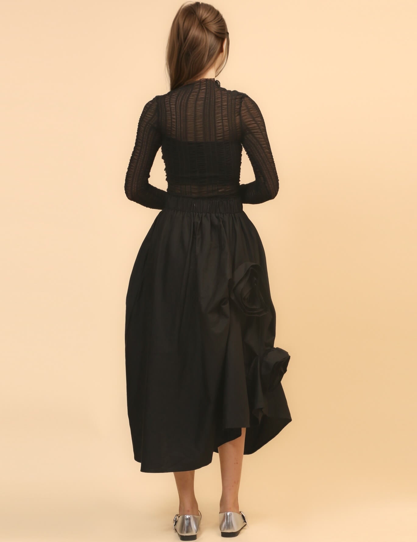 Irregular Hem Flower Midi Skirt - DippedShop Wholesale - #9907