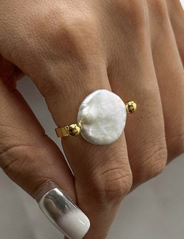 Danity Gold Plated Pearl Band Ring DP25B786