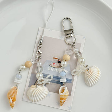 Elegant Pearl Seashell Beaded Keychain Phone Charm DP25C913