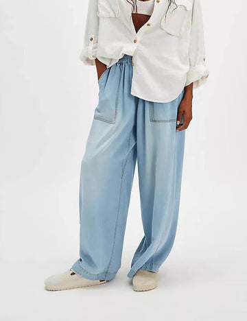 Fashion Baggy Mid Waist Straight Leg Denim Pants DP25G699