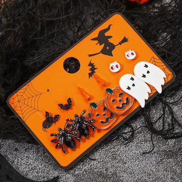 5+ Pumpkin Spider Cartoon Halloween Earrings DPJE2736