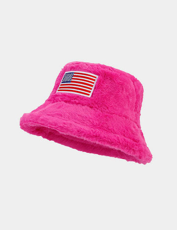 Winter American Flag Fuzzy Warm Bucket Hat DP25F648