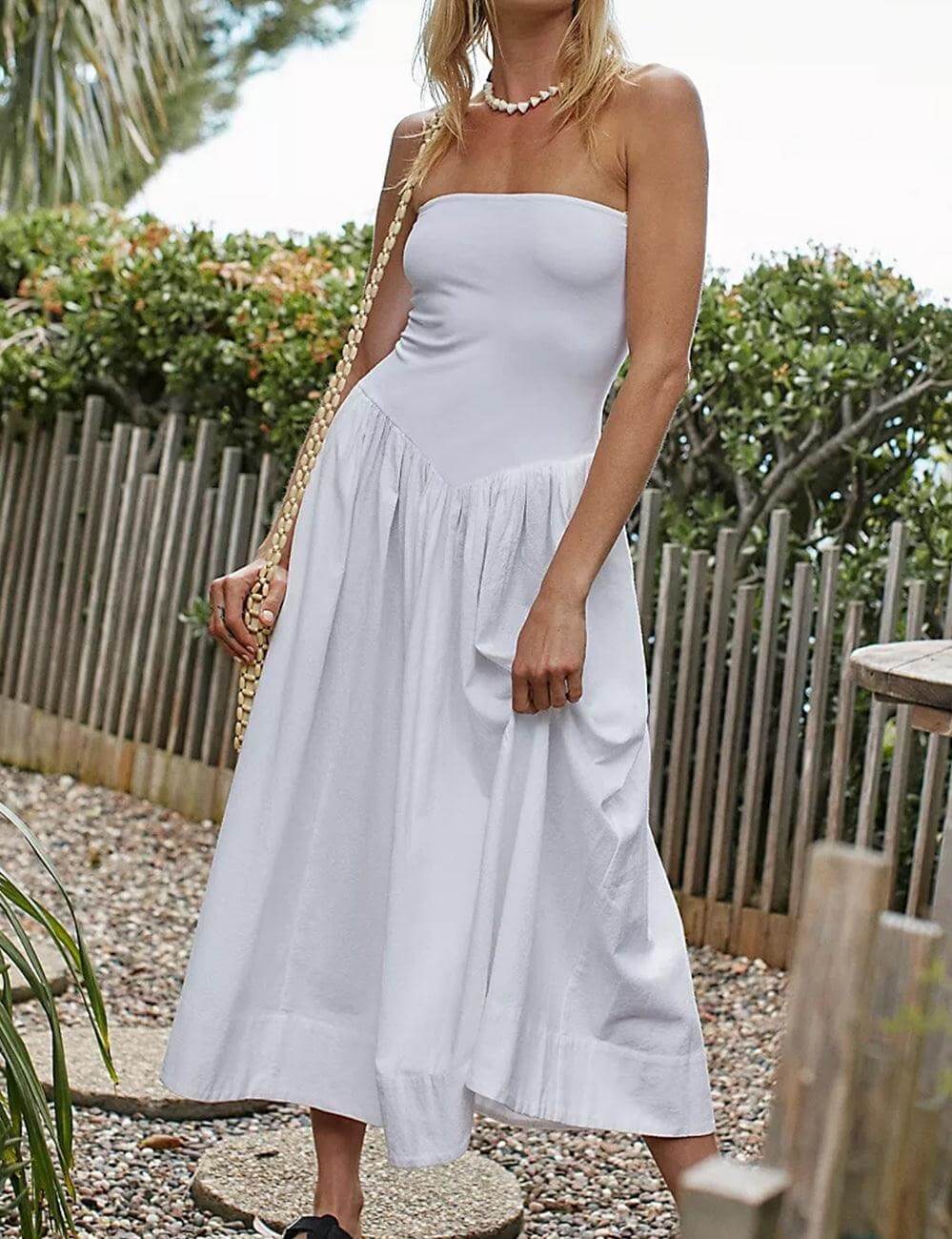 Solid Strapless Maxi Dress - DippedShop Wholesale - #2291