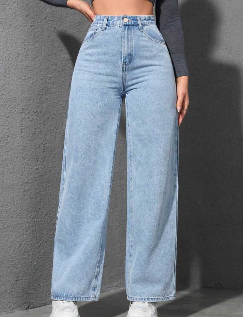 Trendy Washed Wide Leg Baggy Denim Pants DP25G909