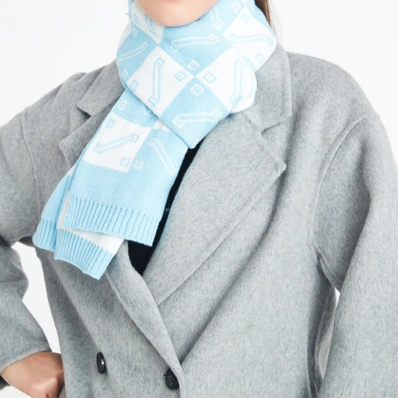 Minimalist Knit Plaid Cozy Soft Winter Scarf DP25G584