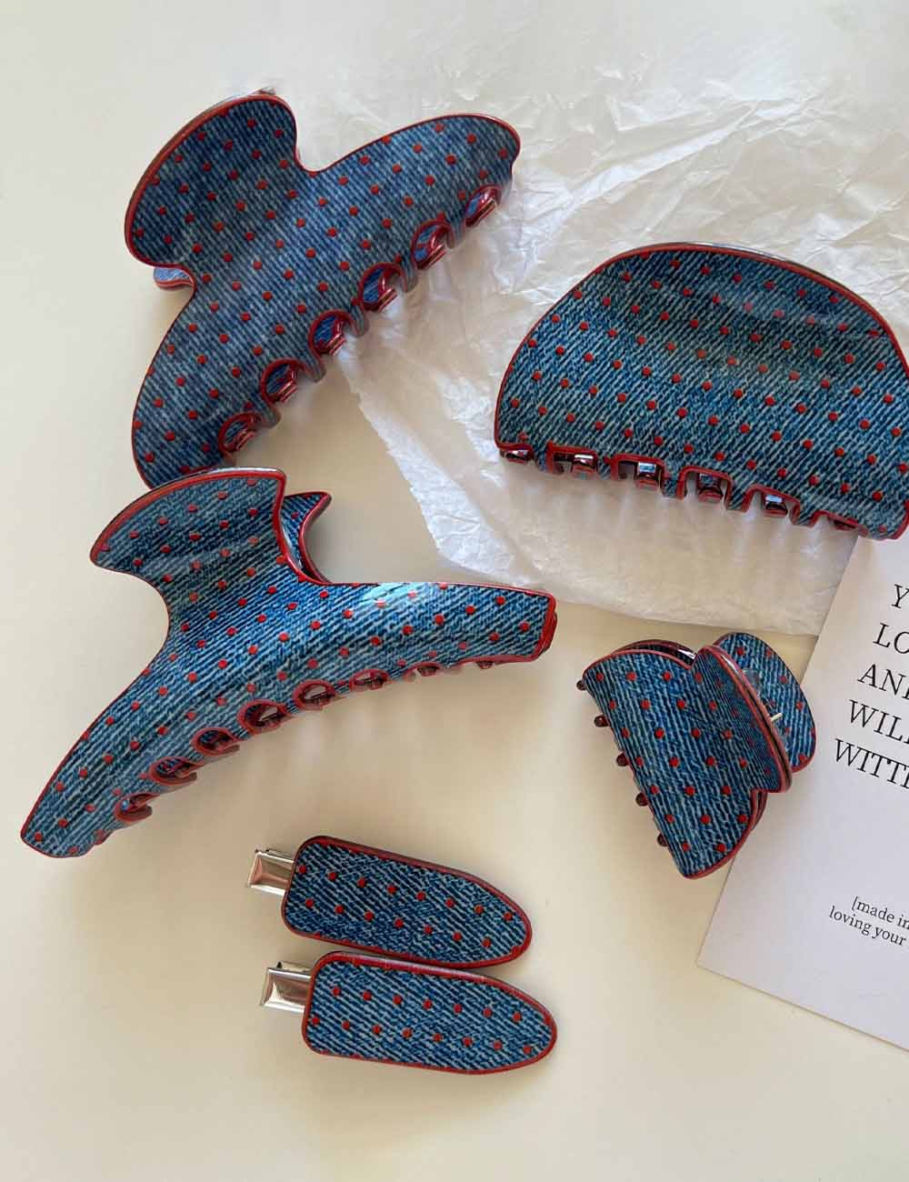 Polka Dot Hair Claw Clip - DippedShop Wholesale - #7587