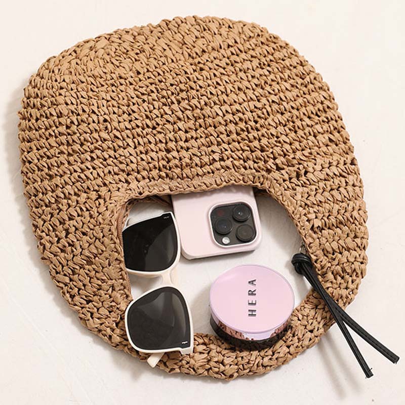 Straw Woven Crescent Handbag - DippedShop Wholesale - #1251