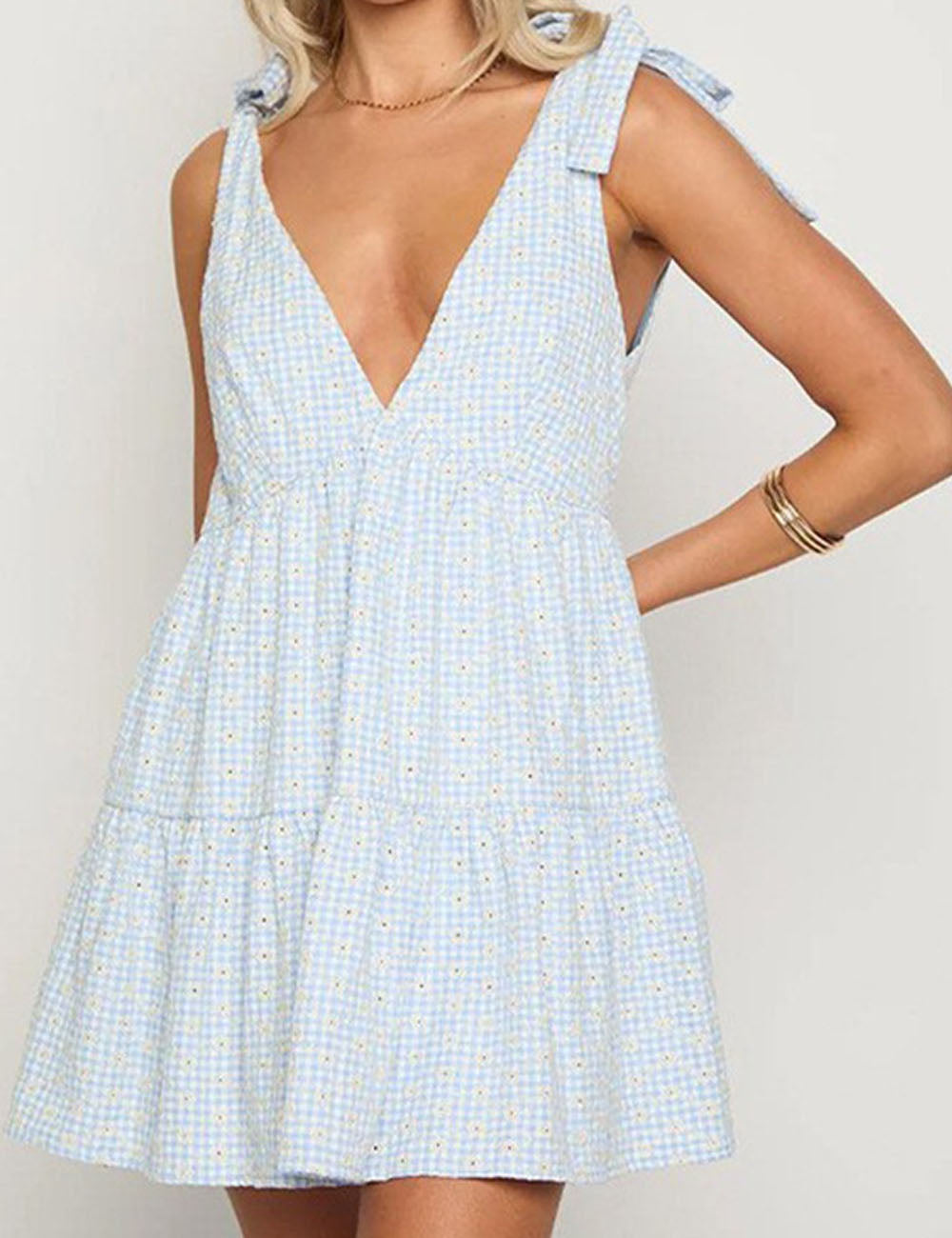Plaid Tie-Strap Mini Dress - DippedShop Wholesale - #2931