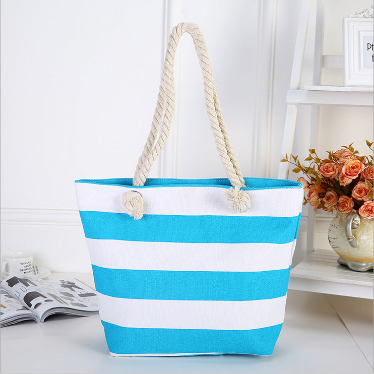 Simple Color Block Striped Beach Shoulder Bag MK2BLW6W10BBG559