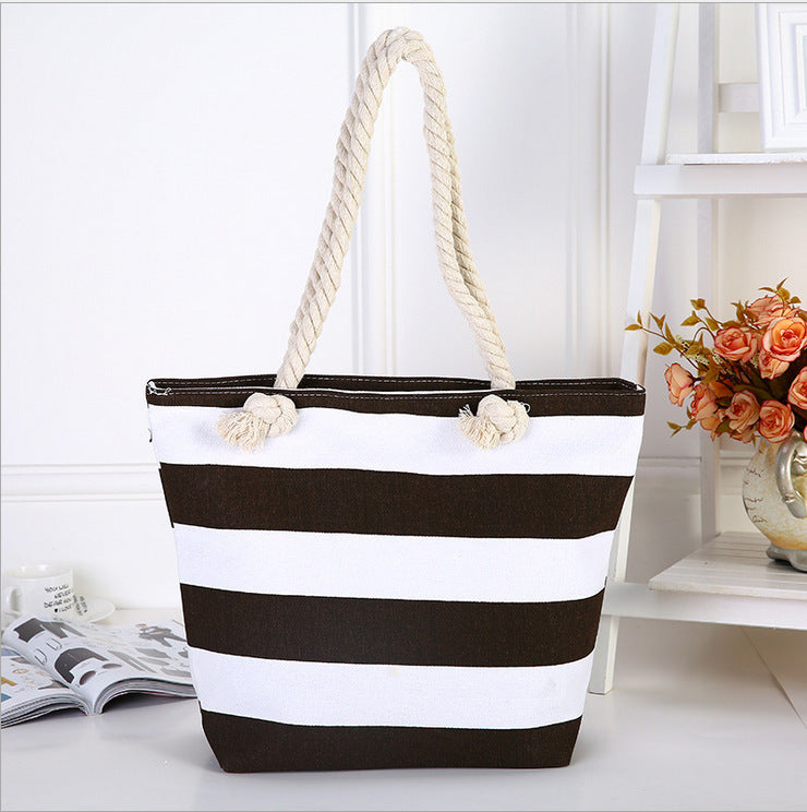Simple Color Block Striped Beach Shoulder Bag MK2BLW6W10BBG559