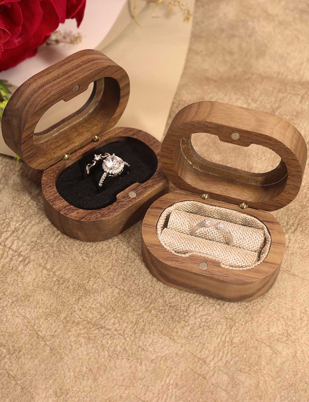 Oval Walnut Ring Box - DippedShop Wholesale - #9939