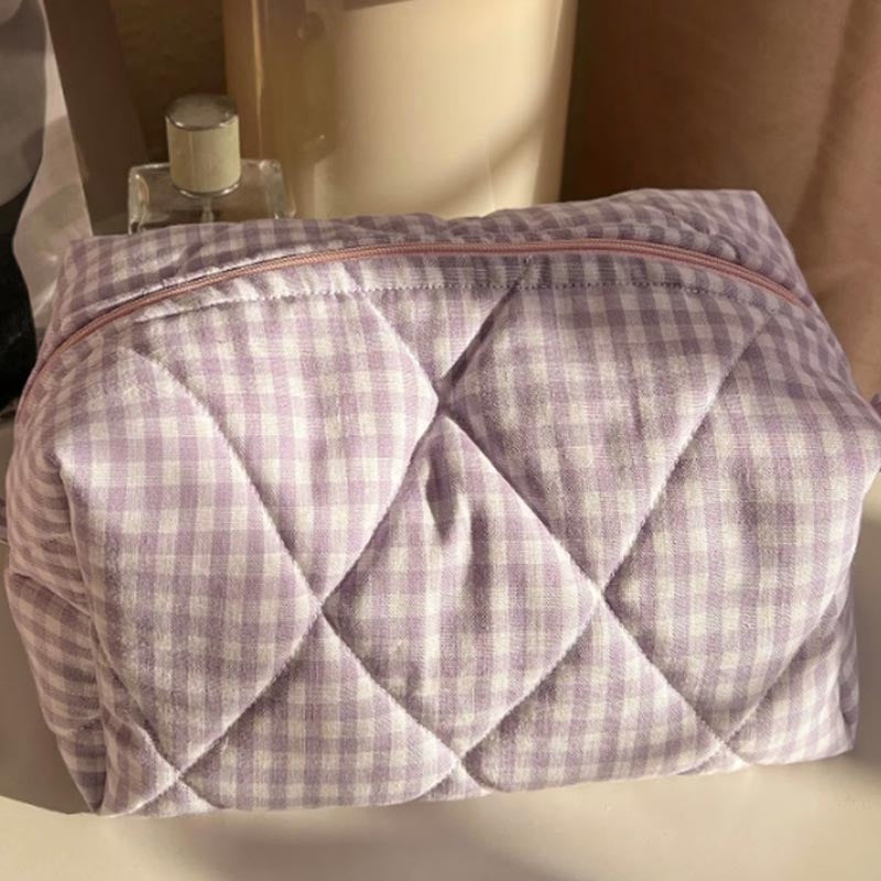 Quilted Plaid Cosmetic Bag - DippedShop Wholesale - #6739