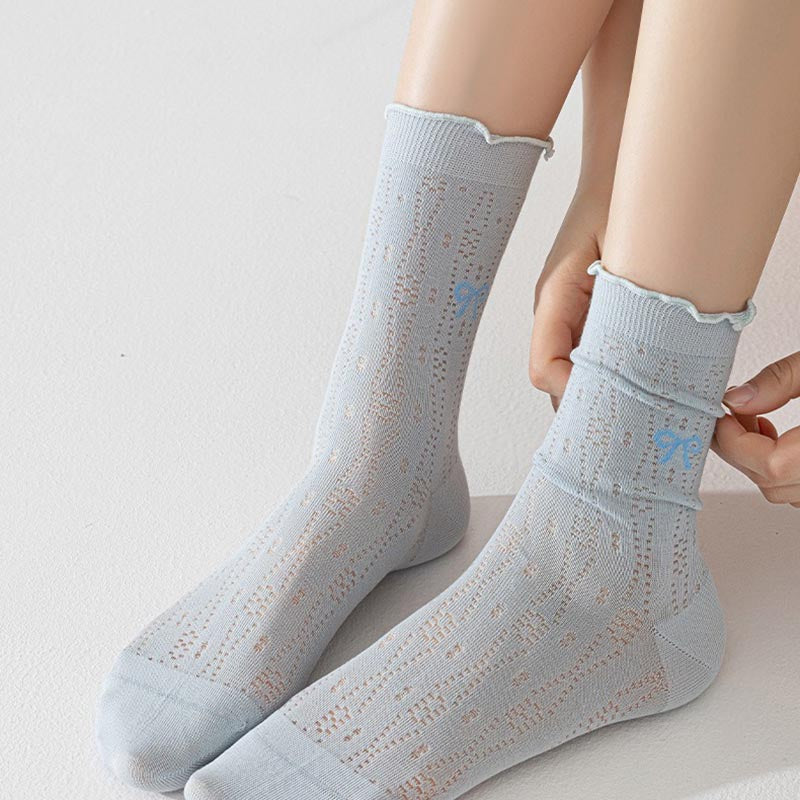 Bowknot Mesh Ruffle Socks - DippedShop Wholesale - #7011