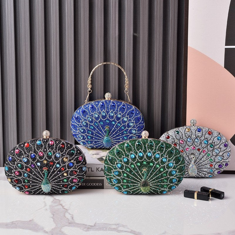 Peacock Rhinestone Elegant Party Evening Handbag DPB251706