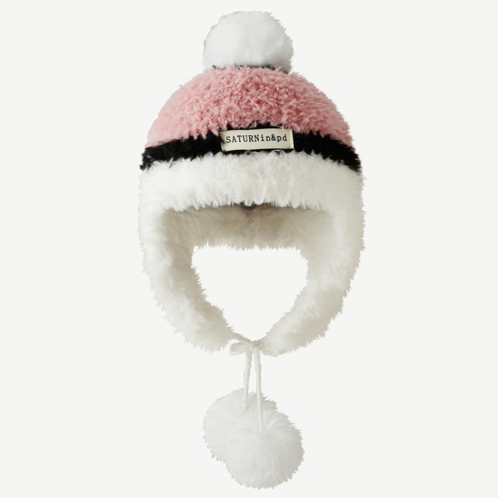 Color Block Cute Pom Plushed Knit Hat DPH1323