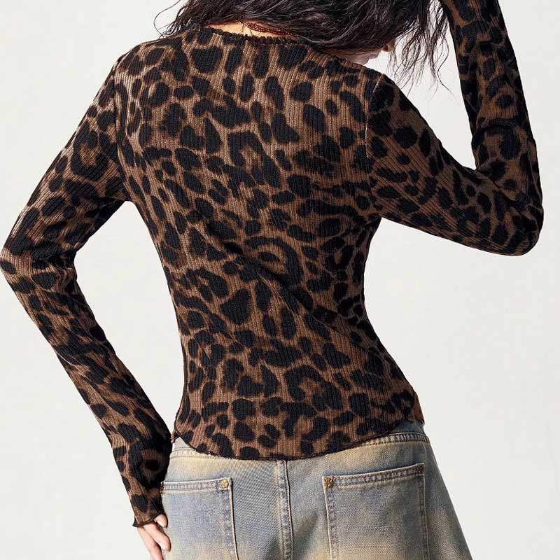 Leopard Print Button Blouse - DippedShop Wholesale - #3203