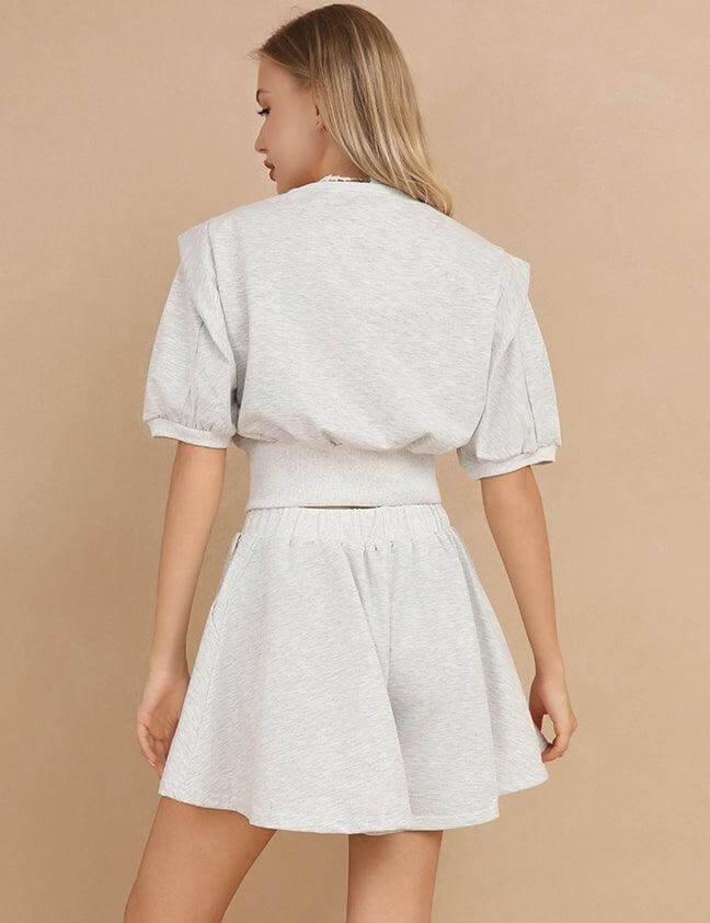 Round Neck Top and Shorts - DippedShop Wholesale - #7923
