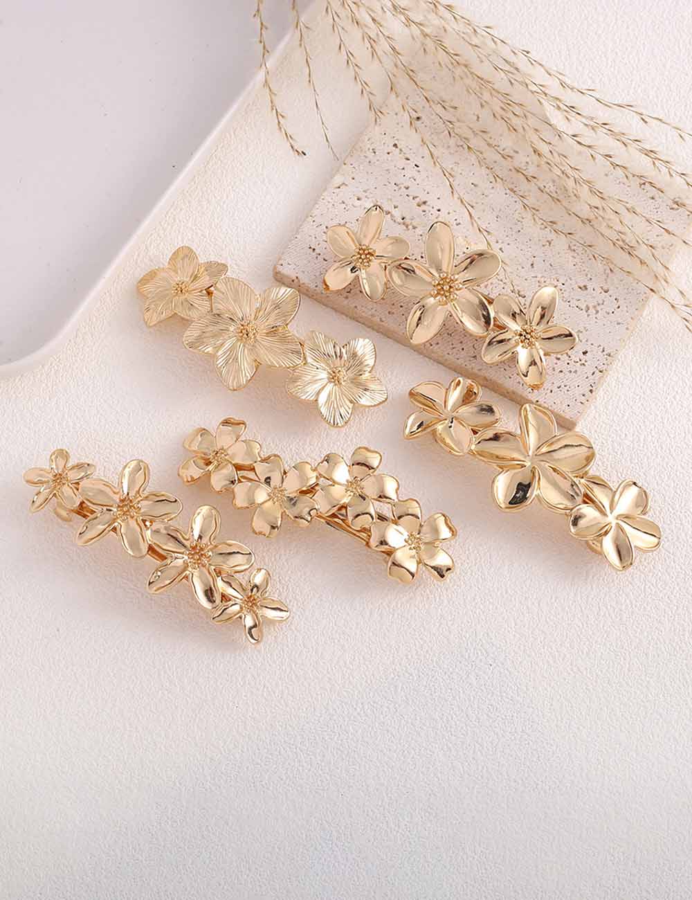 Gold Flower Hair Claw Clip - DippedShop Wholesale - #6819