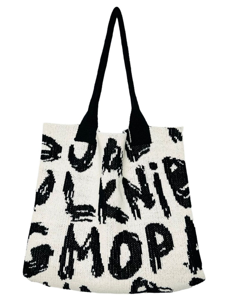 Letter Print Large Capacity Knit Tote Bag DPB1110