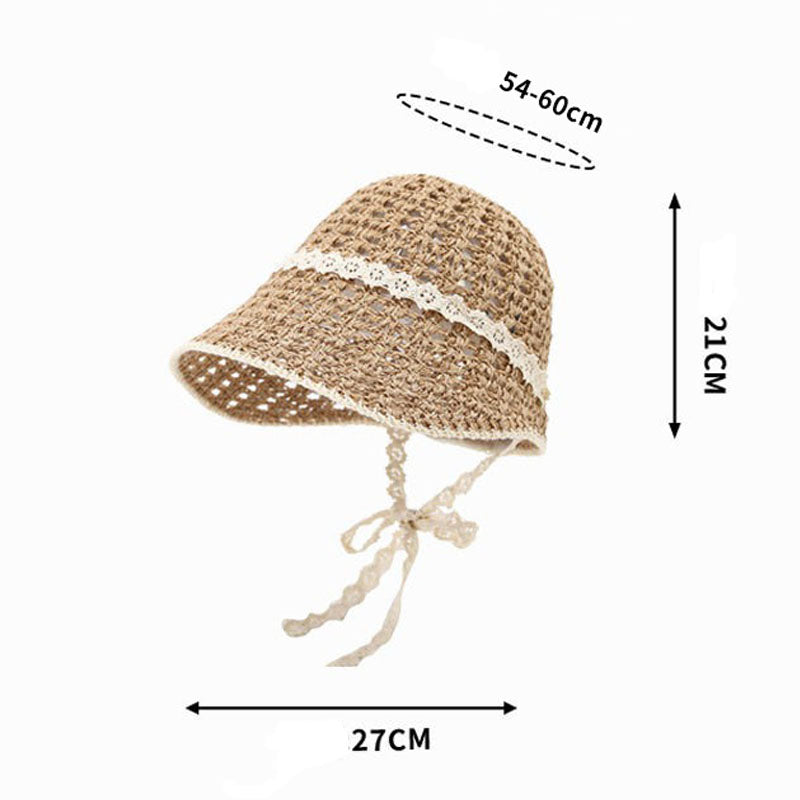 Lace Ribbon Beach Hat - DippedShop Wholesale - #2931