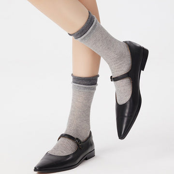 Color Block Ribbed Thin Cotton Socks DP25C815