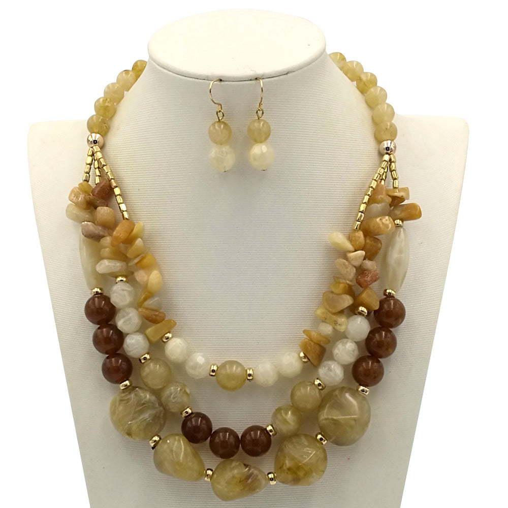 Boho Beaded Layered Necklace - DippedShop Wholesale - #9411
