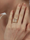 Trendy Chunky Gold Plated Geometric Shell Ring 8ZA6JRG137L