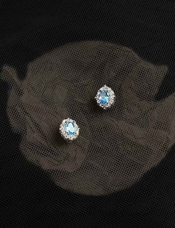 Oval Minimalist Cubic Zirconia Stud Earrings DP25E719