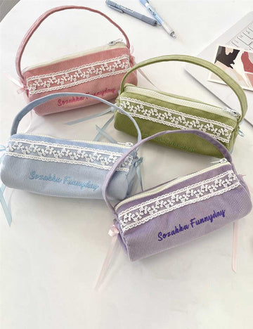 Minimalist Corduroy Makeup Pencil Pouch DP25E952