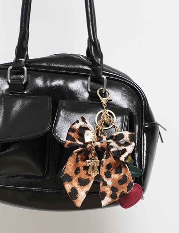 Simple Leopard Print Bow Keychain Bag Charm DP25F542