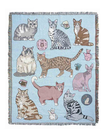 Cozy Funny Cat Prints Tapestry Throw Blanket DP25F925