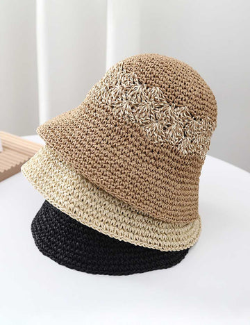 Hollow Woven Straw Bucket Hat - DippedShop Wholesale - #8547