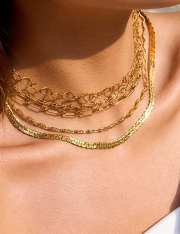 Simple Geometric Gold Plated Choker Necklace DP25E804