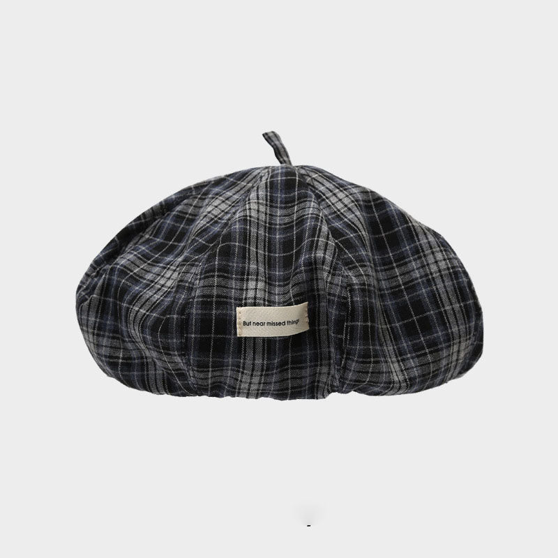 Classic Plaid Color Block Artistic Beret Hat MK2BW6W6HAT106