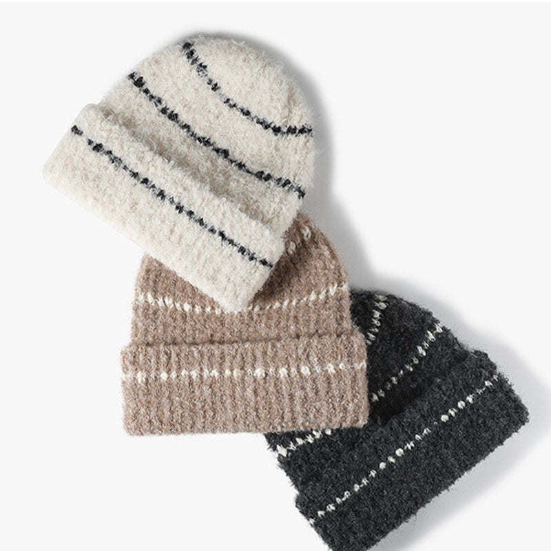 Casual Color Contrast Striped Thicken Warm Beanie DP25H703