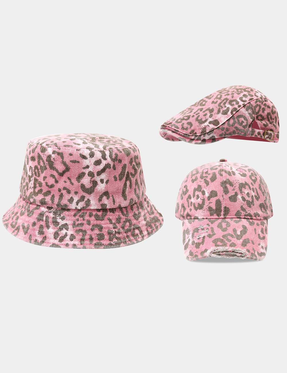Distressed Retro Leopard Print Bucket Hat DP25F667