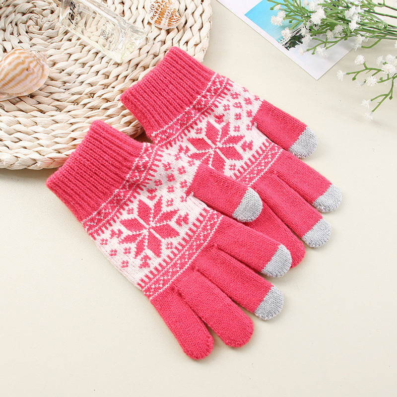 Flower Jacquard Knit Gloves - DippedShop Wholesale - #4019